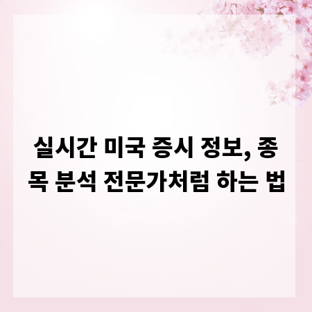 실시간 미국 증시 정보, 종목 분석 전문가처럼 하는 법