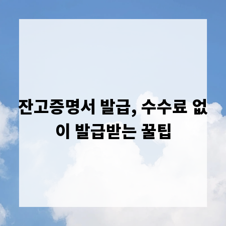 잔고증명서 발급, 수수료 없이 발급받는 꿀팁