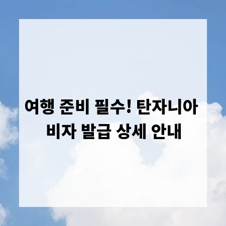 여행 준비 필수! 탄자니아 비자 발급 상세 안내