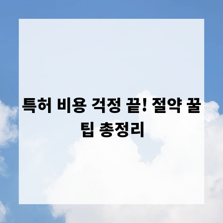 특허 비용 걱정 끝! 절약 꿀팁 총정리