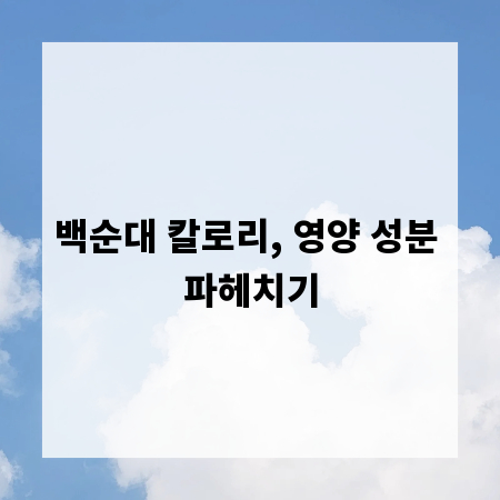 백순대 칼로리, 영양 성분 파헤치기
