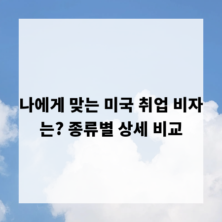 나에게 맞는 미국 취업 비자는? 종류별 상세 비교