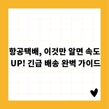 항공택배, 이것만 알면 속도 UP! 긴급 배송 완벽 가이드