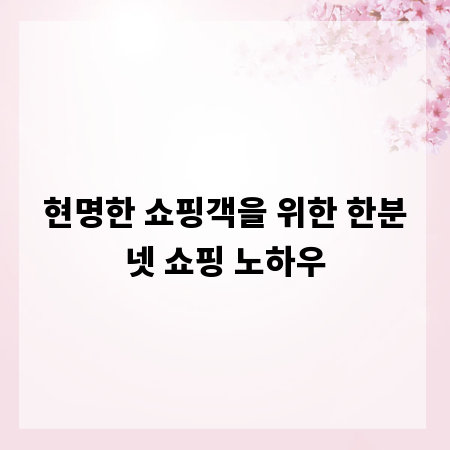 현명한 쇼핑객을 위한 한분넷 쇼핑 노하우