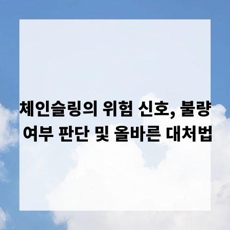 체인슬링의 위험 신호, 불량 여부 판단 및 올바른 대처법