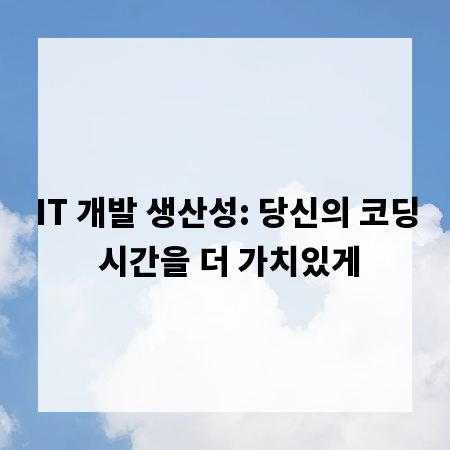 IT 개발 생산성: 당신의 코딩 시간을 더 가치있게