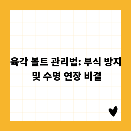 육각 볼트 관리법: 부식 방지 및 수명 연장 비결