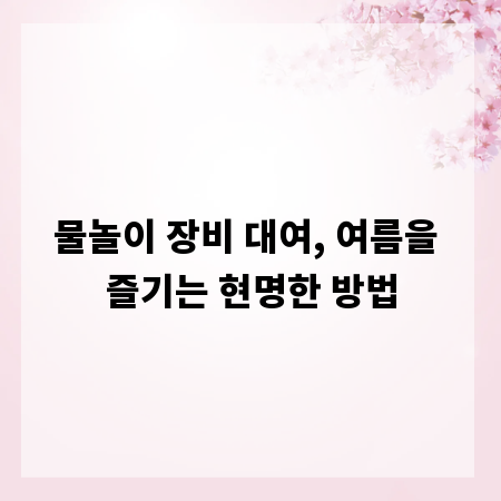 물놀이 장비 대여, 여름을 즐기는 현명한 방법