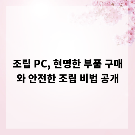 조립 PC, 현명한 부품 구매와 안전한 조립 비법 공개