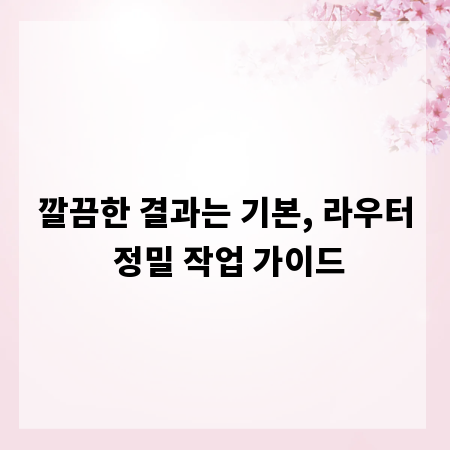 깔끔한 결과는 기본, 라우터 정밀 작업 가이드