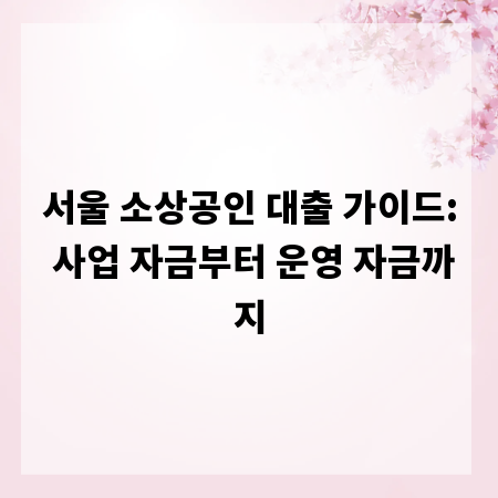 서울 소상공인 대출 가이드: 사업 자금부터 운영 자금까지