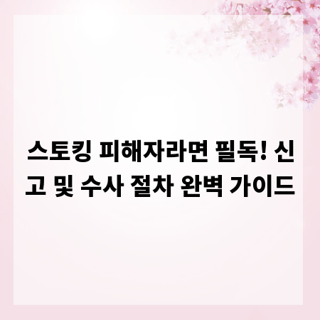 스토킹 피해자라면 필독! 신고 및 수사 절차 완벽 가이드