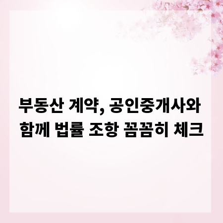 부동산 계약, 공인중개사와 함께 법률 조항 꼼꼼히 체크