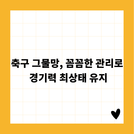 축구 그물망, 꼼꼼한 관리로 경기력 최상태 유지