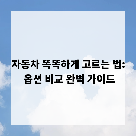 자동차 똑똑하게 고르는 법: 옵션 비교 완벽 가이드