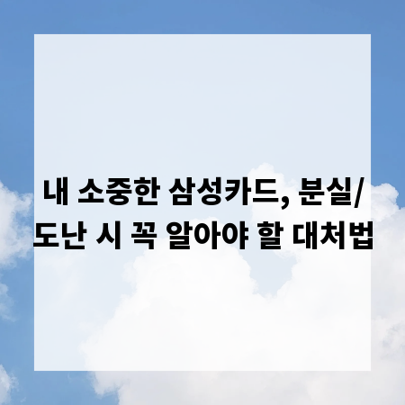 내 소중한 삼성카드, 분실/도난 시 꼭 알아야 할 대처법