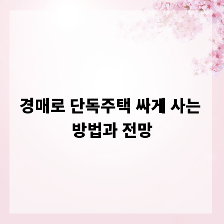 경매로 단독주택 싸게 사는 방법과 전망