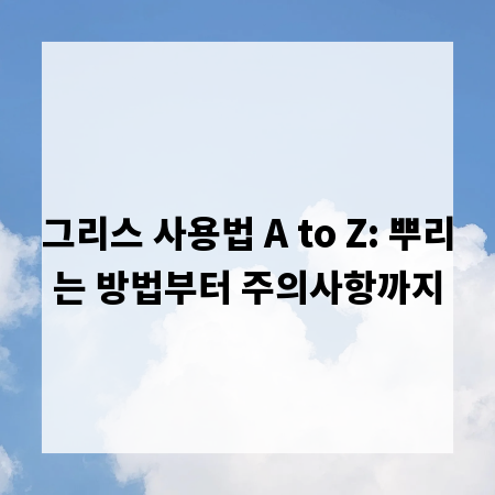 그리스 사용법 A to Z: 뿌리는 방법부터 주의사항까지