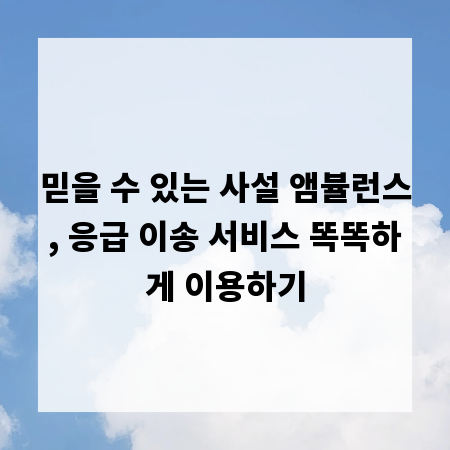 믿을 수 있는 사설 앰뷸런스, 응급 이송 서비스 똑똑하게 이용하기