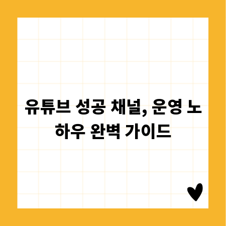 유튜브 성공 채널, 운영 노하우 완벽 가이드