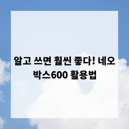 알고 쓰면 훨씬 좋다! 네오박스600 활용법