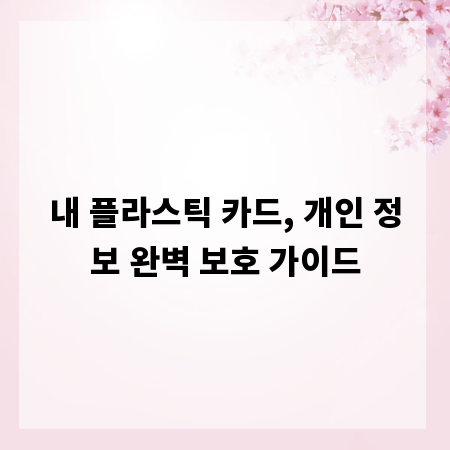 내 플라스틱 카드, 개인 정보 완벽 보호 가이드
