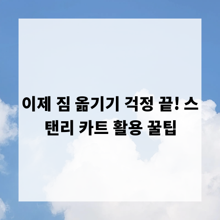 이제 짐 옮기기 걱정 끝! 스탠리 카트 활용 꿀팁