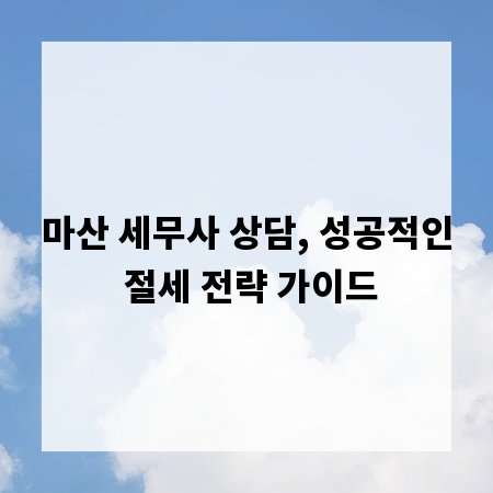 마산 세무사 상담, 성공적인 절세 전략 가이드