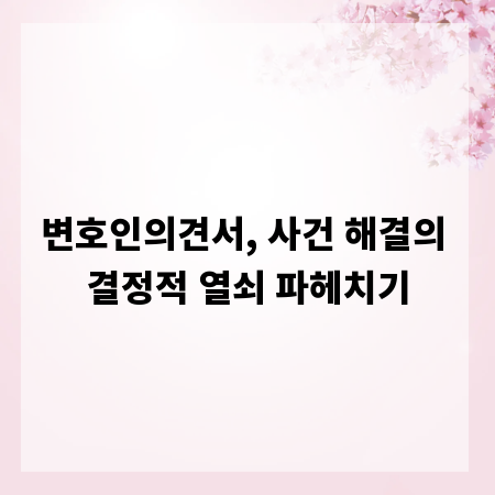 변호인의견서, 사건 해결의 결정적 열쇠 파헤치기