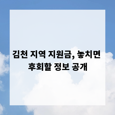 김천 지역 지원금, 놓치면 후회할 정보 공개