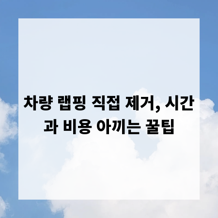 차량 랩핑 직접 제거, 시간과 비용 아끼는 꿀팁