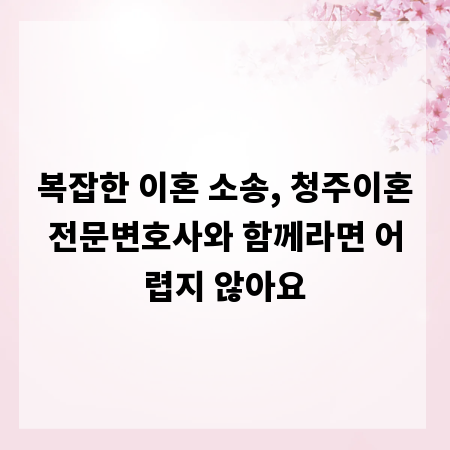 복잡한 이혼 소송, 청주이혼전문변호사와 함께라면 어렵지 않아요