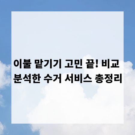 이불 맡기기 고민 끝! 비교 분석한 수거 서비스 총정리