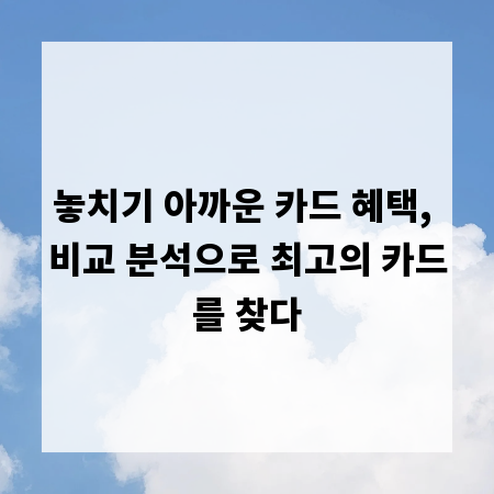 놓치기 아까운 카드 혜택, 비교 분석으로 최고의 카드를 찾다