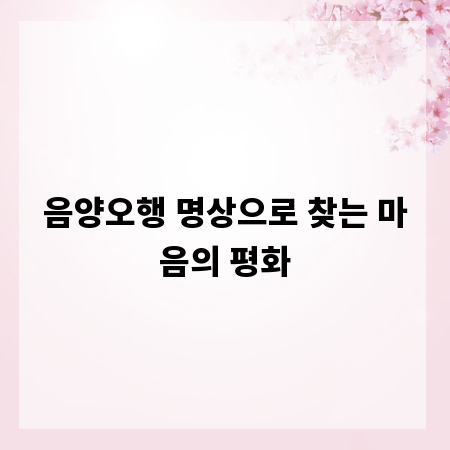 음양오행 명상으로 찾는 마음의 평화