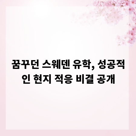 꿈꾸던 스웨덴 유학, 성공적인 현지 적응 비결 공개