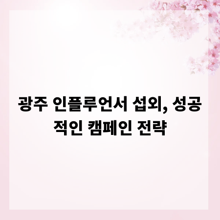 광주 인플루언서 섭외, 성공적인 캠페인 전략