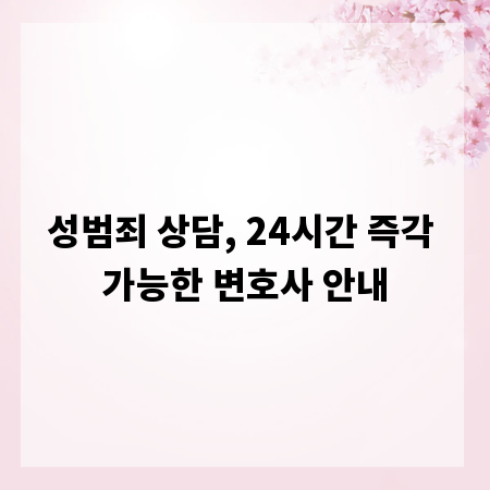 성범죄 상담, 24시간 즉각 가능한 변호사 안내