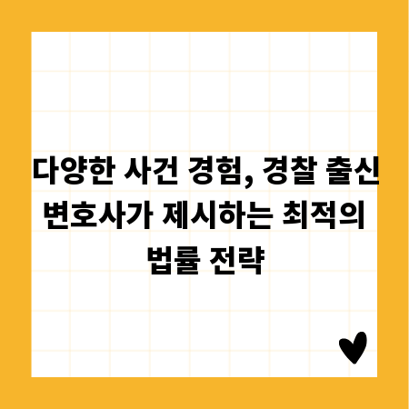 다양한 사건 경험, 경찰 출신 변호사가 제시하는 최적의 법률 전략