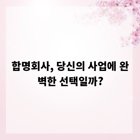 합명회사, 당신의 사업에 완벽한 선택일까?