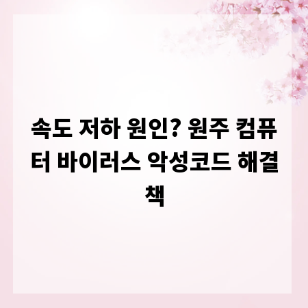 속도 저하 원인? 원주 컴퓨터 바이러스 악성코드 해결책