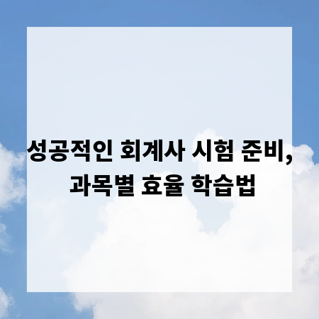 성공적인 회계사 시험 준비, 과목별 효율 학습법