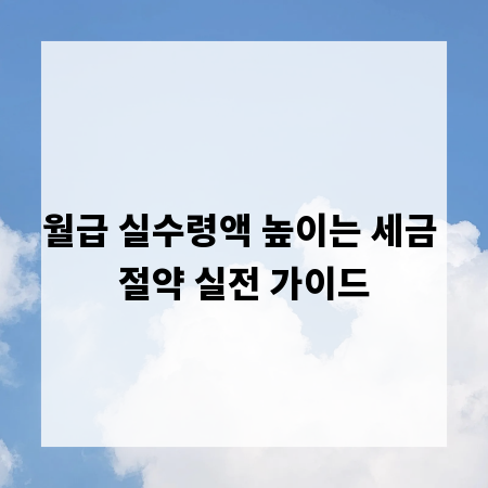 월급 실수령액 높이는 세금 절약 실전 가이드
