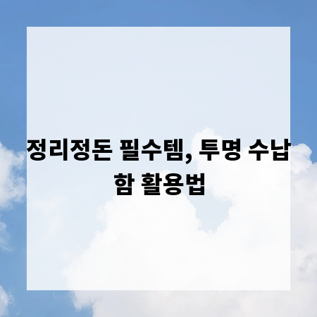 정리정돈 필수템, 투명 수납함 활용법