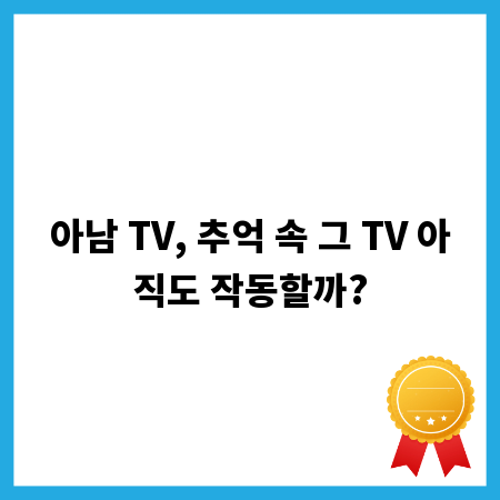 아남 TV, 추억 속 그 TV 아직도 작동할까?