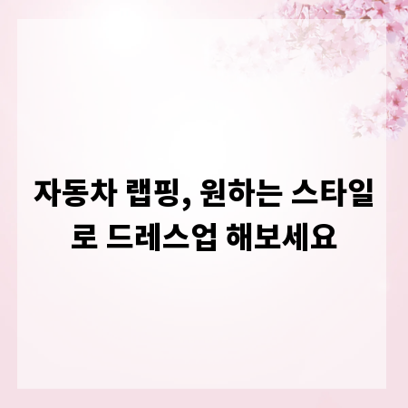 자동차 랩핑, 원하는 스타일로 드레스업 해보세요