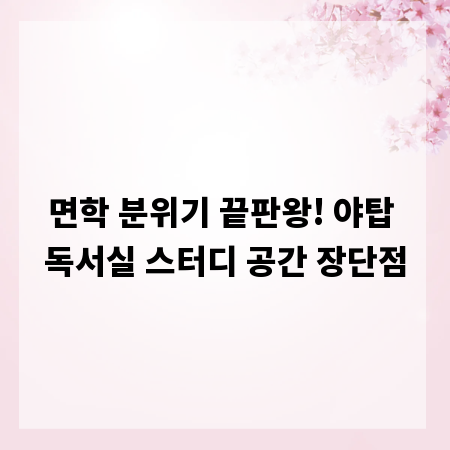 면학 분위기 끝판왕! 야탑 독서실 스터디 공간 장단점