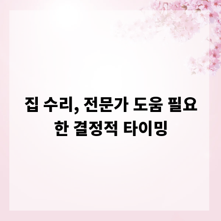 집 수리, 전문가 도움 필요한 결정적 타이밍