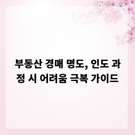 부동산 경매 명도, 인도 과정 시 어려움 극복 가이드
