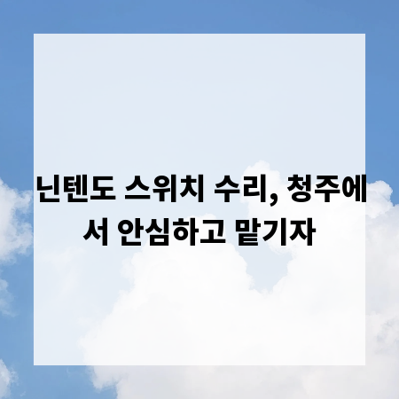 닌텐도 스위치 수리, 청주에서 안심하고 맡기자